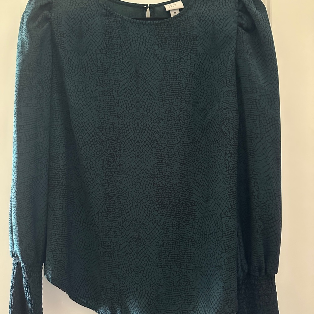a new day Dark Green Textured Blouse